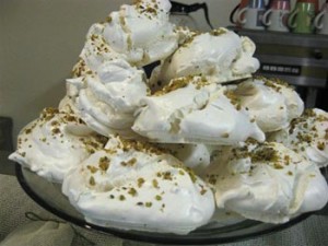 Rosewater-Pistachio meringues